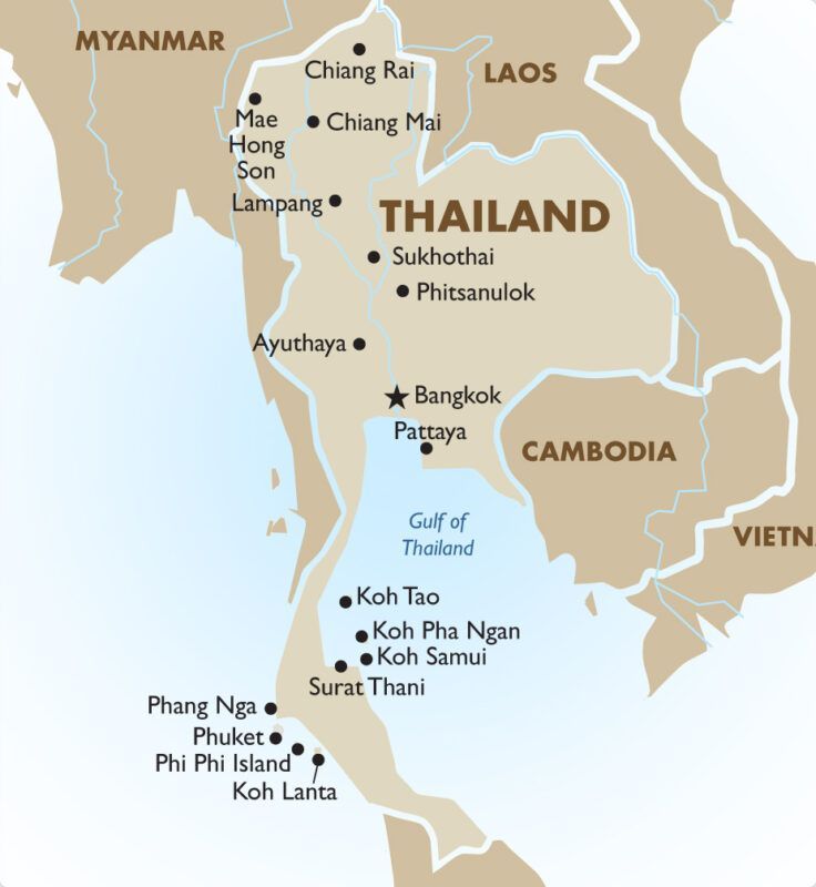 mapa de tailandia