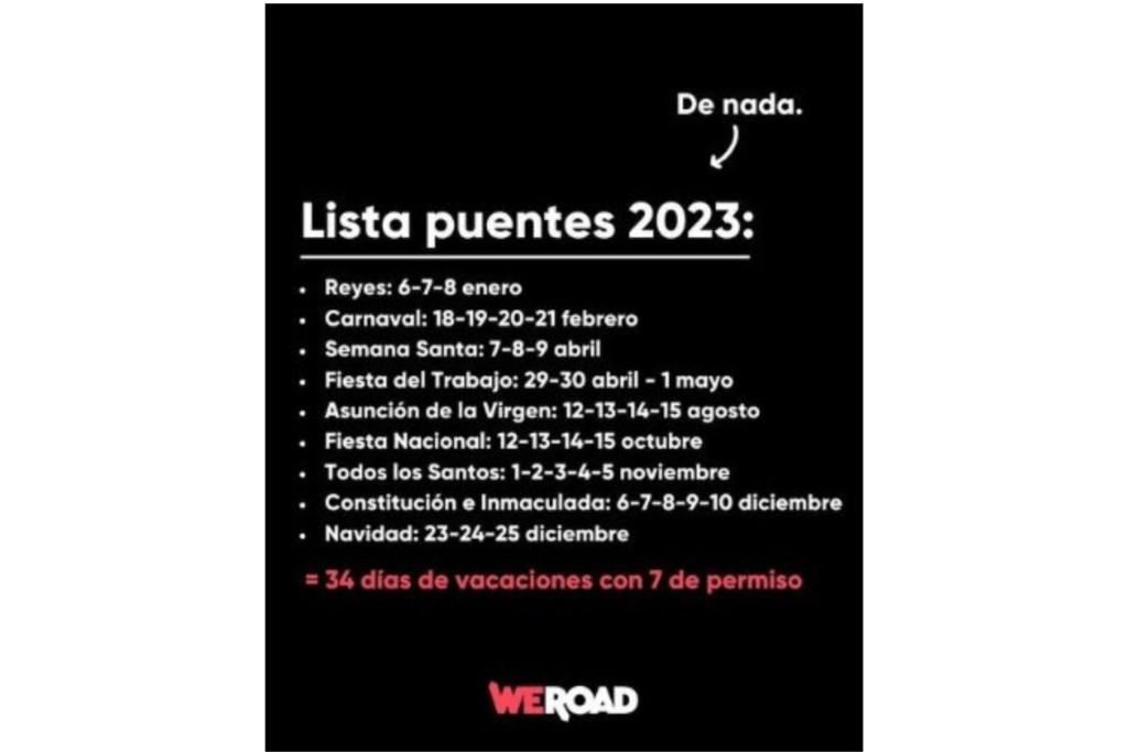 lista de los festivos 2023