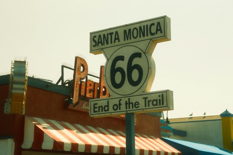 Cartel de Santa Monica Ruta 66